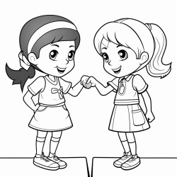 two girl teachers fist bumping in classroom