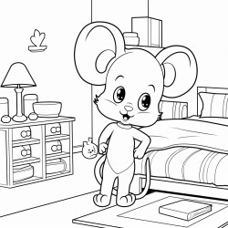 kawai mouse cartoons bedroom scene