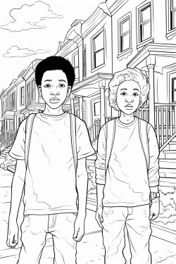 creepy images of blackeyed children standing in the street