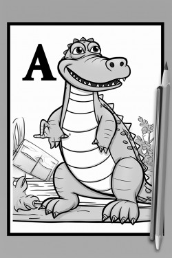 the letter a with a picture of an alligator