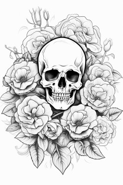 skull with roses