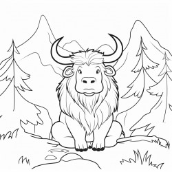a yak meditating in the forest