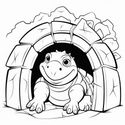 a cartoon iguana in an igloo