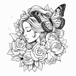 butterflies and roses