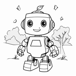 robot in autumn simple