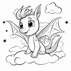cute little baby dragon flying in the sky