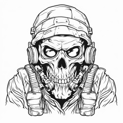 soldier wearing a skull mask