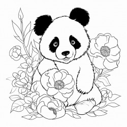 panda picture colour by number addtioon numbers
