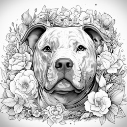 full length pitbull with a flower crown
