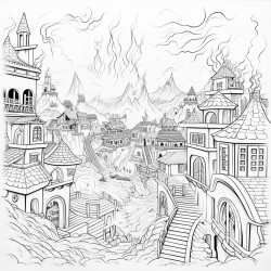 a fire themed village