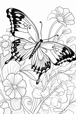 a colorful butterfly fluttering among vibrant flowers