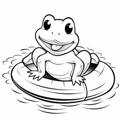 a frog riding a rubber ducky