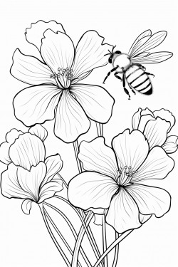 honey bees buzz among the primrose flowers