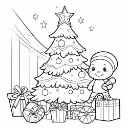 cute christmas coloring book page no colors black and bold lines