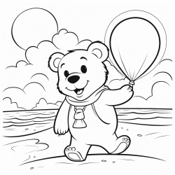 bold and easy a cartooning bear on the beach balloon