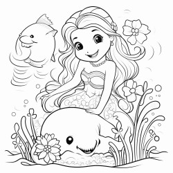 mermaid playng with a bear and a seal