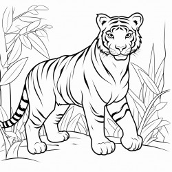 tiger in the jungle fat outlines