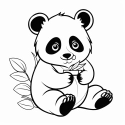 panda eating leaves cute simple