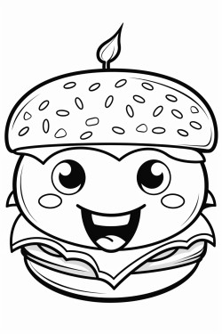 a burger with a smiley face stuck in a keyhole