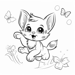 a playful kitten chasing butterflies