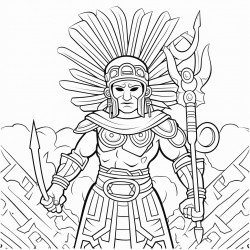 create a pencil sketch of an aztec warrior