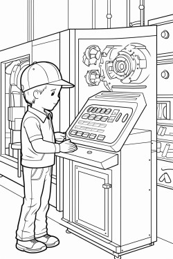a machinist standing at a cnc machine inputting a program