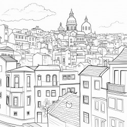 create a coloring page of lisbon city