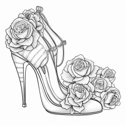 high heels a purse and roses