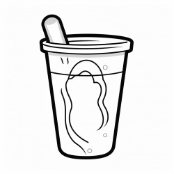 plastic cup with toothbrush and toothpaste tube inside