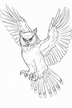 an owl in flight toward me with a captivating stare