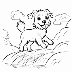 adog dancing waterfall