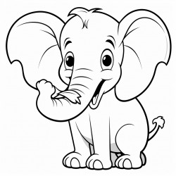 a cartoon elephant eating  an eggplant