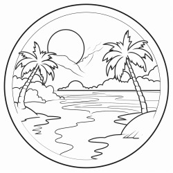 island with beach and sunset