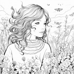 girl in a meadow whimsical