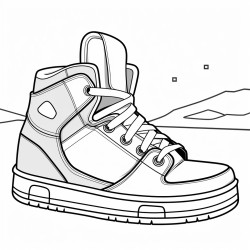 a basketball shoe featuring a hockey puck design and a winter sports theme