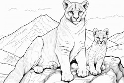 a mountain lion and his baby