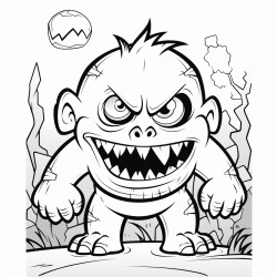 halloween scary monster black and white coloring book bold and easy