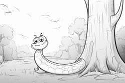 snake  wrapped round a tree trunk in the forest