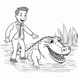 crocodile and man