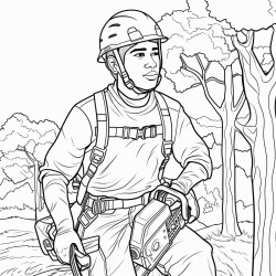 a conservation corps member who is wearing full ppe and holding a chainsaw