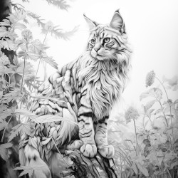 realistic large cat wellproportioned cat has wings the cat has no fur markings or stripes standing in a forest one paw raised slightly realistic detailed