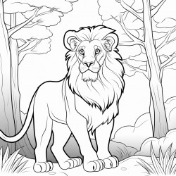a lion in the forest
