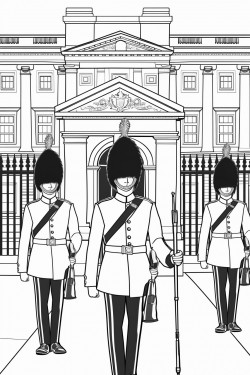 united kingdom kings guards in changing ceremony