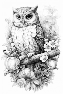 magical forest with an owl and hedgehog