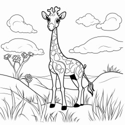 baby giraffe standing in a field