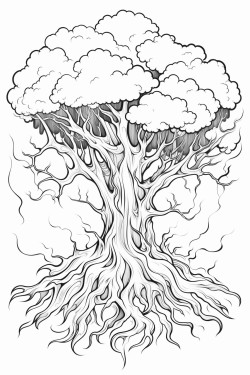 a tree of fire and ice on top of a hill