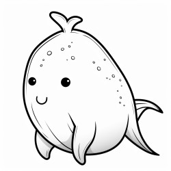 a full body coloring page of a narwhal