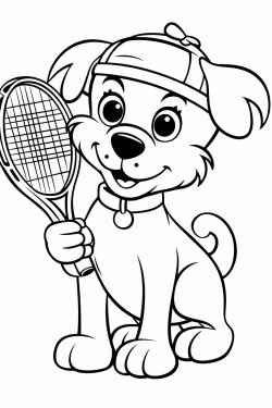 dog playing tennis