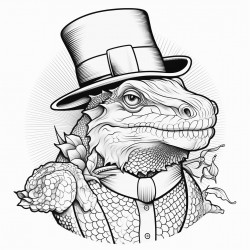 a bearded dragon wearing a tophat