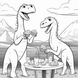 dinosaurs and llamas eating hotdogs